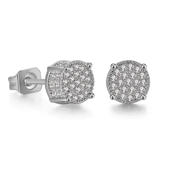 Silver Iced Out Zircon Earrings - Picture 1 of 6